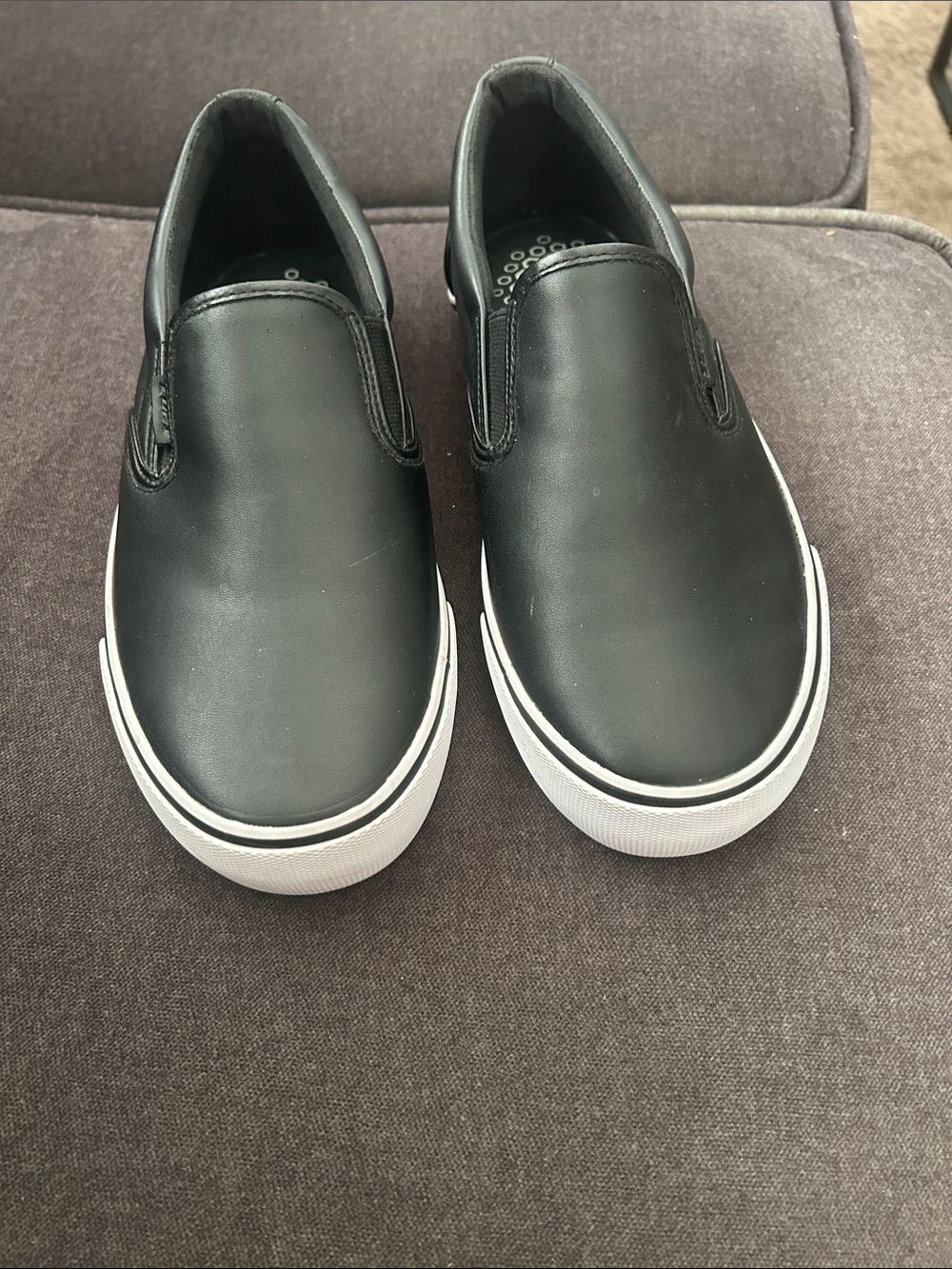 Lugz Women’s Black Slip-On Loafers with White Trim